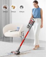 40Kpa/500W Bezprzewodowy odkurzacz pionowy, mocny odkurzacz bezprzewodowy 60 minut z wyświetlaczem LED, 7-stopniowy system filtracji, 2024 podwójny uchwyt odkurzacz pionowy do podłóg… – Image 2