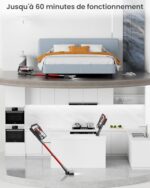 40Kpa/500W Bezprzewodowy odkurzacz pionowy, mocny odkurzacz bezprzewodowy 60 minut z wyświetlaczem LED, 7-stopniowy system filtracji, 2024 podwójny uchwyt odkurzacz pionowy do podłóg… – Image 6