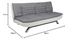 AC Design Furniture Jasper sofa rozkładana, dł.: 196 x wys.: 91 x gł.: 96 cm, szary/biały, tkanina/PU/chrom – Image 3