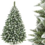 AmeliaHome 07867 280 cm Sztuczna choinka bożonarodzeniowa ze śniegiem Drzewko iglaste z syntetycznej zielonej żywicy PVC Podstawa z tworzywa sztucznego Boże Narodzenie Lemmy – Image 2