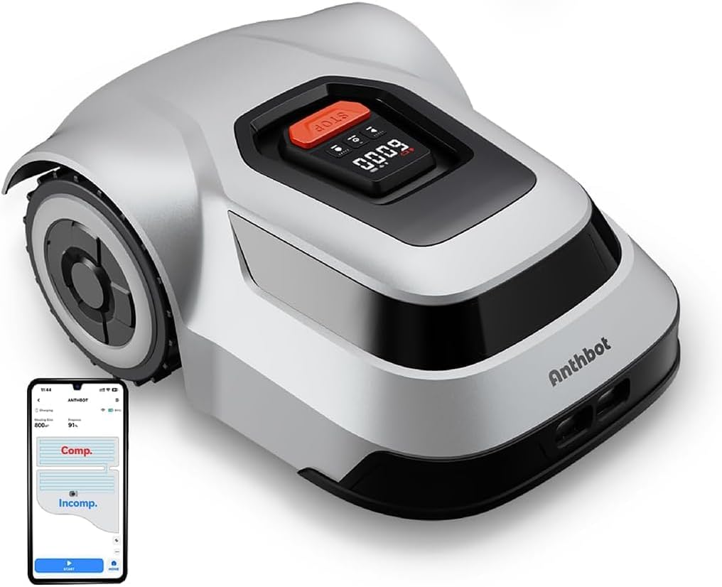 anthbot-robot-tondeuse-a-gazon-automatique-surface-de-1000-m-technologie ANTHBOT Automatyczna kosiarka automatyczna – powierzchnia 1000 m², technologia Cable-TOF, trajektoria w kształcie litery U, sterowanie za pomocą aplikacji, precyzyjna mapowanie, dla maksymalnych nachyleń... – Image 1