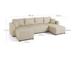 Best Mobilier – Regala – sofa panoramiczna – 7 miejsc – rozkładana z pojemnikiem – z tkaniny – czarna – Image 3
