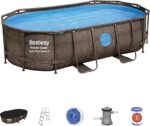 Bestway Basen naziemny owalny Power Steel Swim Vista rattan 427 x 250 x 100 cm