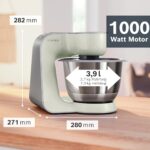 Bosch MUM58L20 Robot kuchenny – Mocna maszyna o mocy 1000 W do gotowania i pieczenia – 7 prędkości + turbo – Miska ze stali nierdzewnej o pojemności 3,9 l – Z akcesoriami – Kolor szary  – Image 3
