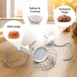 Bosch MUM58L20 Robot kuchenny – Mocna maszyna o mocy 1000 W do gotowania i pieczenia – 7 prędkości + turbo – Miska ze stali nierdzewnej o pojemności 3,9 l – Z akcesoriami – Kolor szary  – Image 5