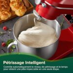 CHEFREE Wielofunkcyjny robot cukierniczy 1800 W, metalowy korpus, 10 prędkości obrotowych, robot kuchenny z miską o pojemności 7 l, hak do ciasta, trzepaczka, ubijaczka, czerwony, M500 – Image 2