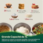 CHEFREE Wielofunkcyjny robot cukierniczy 1800 W, metalowy korpus, 10 prędkości obrotowych, robot kuchenny z miską o pojemności 7 l, hak do ciasta, trzepaczka, ubijaczka, czerwony, M500 – Image 4