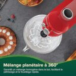 CHEFREE Wielofunkcyjny robot cukierniczy 1800 W, metalowy korpus, 10 prędkości obrotowych, robot kuchenny z miską o pojemności 7 l, hak do ciasta, trzepaczka, ubijaczka, czerwony, M500 – Image 6