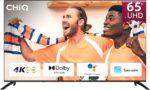 CHIQ U65H7C, telewizor Smart TV 65 cali, UHD, 4K, Dolby Vision, Bluetooth, Asystent Google, Netflix, Prime Video, 3 złącza HDMI, 2 złącza USB