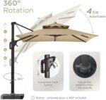 Deconk Duży prostokątny parasol ogrodowy z wysięgnikiem, odporny na wiatr, z możliwością obrotu o 360 stopni, do basenu, ogrodu, tarasu, 3 x 4 m – Image 5