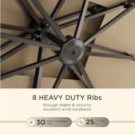 Deconk Duży prostokątny parasol ogrodowy z wysięgnikiem, odporny na wiatr, z możliwością obrotu o 360 stopni, do basenu, ogrodu, tarasu, 3 x 4 m – Image 6