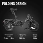 Rower elektryczny DYU, 14″ Składany rower elektryczny, mini ebike z wspomaganiem pedałowania, akumulator 36 V 7,5 Ah, regulowana wysokość, światła pozycyjne, regulowana wysokość, hamulec z podwójną tarczą,… – Image 2