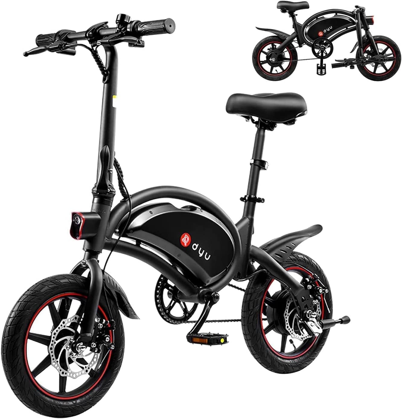dyu-velo-electrique-pliable-14-pouces-velo-electrique-portable-smart-e-bike Składany rower elektryczny DYU, 14-calowy przenośny rower elektryczny, inteligentny rower elektryczny z 3 trybami jazdy, wspomaganiem pedałowania, regulowaną wysokością, kompaktowy i przenośny, dla dorosłych, unisex – Image 1