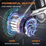 ELEKGO Rower elektryczny, 26″ Rower elektryczny, rower elektryczny wspomagany pedałowaniem z akumulatorem 8,4 Ah, 250 W, wyświetlaczem LCD, rower miejski, dla dorosłych 35-70 km – Image 2