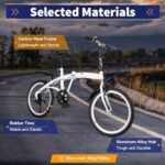 Fetcoi Składany rower miejski 50,8 cm dla dorosłych, 7 biegów, ze stopu metali lekkich, lekki, podwójny hamulec typu V-brake, dla dorosłych i dzieci, nastolatków, regulowana wysokość, biały – Image 7