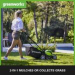 Greenworks G40LM41K2X Akumulatorowa kosiarka do trawników o powierzchni do 500 m², szerokość koszenia 41 cm, worek 50 l, W ZESTAWIE dwie baterie 40 V 2 Ah i ładowarka, 3 lata gwarancji – Image 3