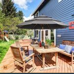 HAPPATIO Parasol ogrodowy z 3-stopniową wentylacją, wykonany z drewna o średnicy 2,7 m, z tkaniną akrylową barwioną w przędzy o gramaturze 250 g/m² (szary) – Image 2