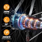 HITWAY Rower elektryczny, elektryczny rower górski z wymienną baterią litową 36V12Ah, miejski rower elektryczny z 7 biegami, silnikiem 250 W, zasięgiem 35-90 km dla dorosłych – Image 2