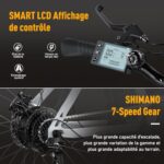 HITWAY Rower elektryczny, elektryczny rower górski z wymienną baterią litową 36V12Ah, miejski rower elektryczny z 7 biegami, silnikiem 250 W, zasięgiem 35-90 km dla dorosłych – Image 5