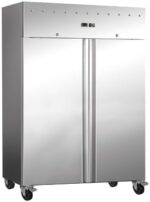 Iceshop Chłodziarka szafkowa ze stali nierdzewnej z 2 drzwiami i pojemnością 1400 l, z oświetleniem LED