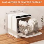 Karlxtom Zmywarka stołowa, mini zmywarka z dotykowymi przyciskami LED, 45 cm, 6 programów, mycie owoców, pielęgnacja niemowląt – Image 2