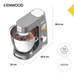 Kenwood Titanium Chef Patissier XL KWL90.034SI, robot cukierniczy z wbudowaną wagą, trzepaczką K, mieszadłem, trzepaczką, dwoma miskami, pokrywą przeciwbryzgową, mocnością 1400 W, stalową obudową... – Image 6