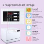 Kompaktowa zmywarka wolnostojąca COMFEE’ TD602E-W, wyświetlacz LED, 6,5 litra, biała, poziom hałasu: 47 dB – Image 2