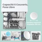 Kompaktowa zmywarka wolnostojąca COMFEE’ TD602E-W, wyświetlacz LED, 6,5 litra, biała, poziom hałasu: 47 dB – Image 3