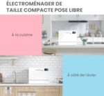 Kompaktowa zmywarka wolnostojąca COMFEE’ TD602E-W, wyświetlacz LED, 6,5 litra, biała, poziom hałasu: 47 dB – Image 4