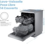 Zmywarka wolnostojąca COMFEE’ FD1435E-X na 14 kompletów naczyń, duży format, 44 dB, duży wyświetlacz LED, opóźniony start, funkcja półzaładunku, elastyczne wsporniki, stal nierdzewna – Image 2