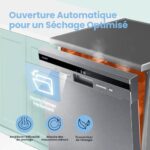 Zmywarka wolnostojąca COMFEE’ FD1435E-X na 14 kompletów naczyń, duży format, 44 dB, duży wyświetlacz LED, opóźniony start, funkcja półzaładunku, elastyczne wsporniki, stal nierdzewna – Image 3