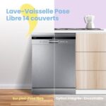 Zmywarka wolnostojąca COMFEE’ FD1435E-X na 14 kompletów naczyń, duży format, 44 dB, duży wyświetlacz LED, opóźniony start, funkcja półzaładunku, elastyczne wsporniki, stal nierdzewna – Image 5