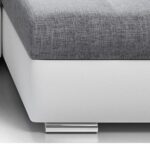 lestockdesign Narożnik Simon 255 cm – rozkładany i odwracalny z pojemnikiem – 3-osobowy – czarna skóra ekologiczna/szara tkanina + 2 pufy – Image 6