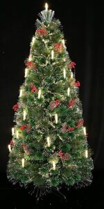 MAKAFDGAS Choinka bożonarodzeniowa z włókna światłowodowego z oświetleniem z XVIII wieku, ozdobiona świecami. (7 stóp) (6 stóp) (Choinka bożonarodzeniowa) Atmosfera