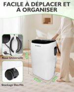 Maxesla Przenośny klimatyzator 14000 BTU 3 w 1, osuszacz, przenośny klimatyzator z 3 prędkościami wentylatora, wyświetlaczem cyfrowym i pilotem oraz timerem... – Image 6