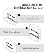 M.C.Haus Luksusowy kominek elektryczny z 3 stronami i 3 możliwościami montażu, kominek wbudowany w ścianę multimedialną, efekt płomienia elektrycznego z 9 kolorami, 1800 W,… – Image 6