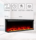 M.C.Haus Luksusowy kominek elektryczny z 3 stronami i 3 możliwościami montażu, kominek wbudowany w ścianę multimedialną, efekt płomienia elektrycznego z 9 kolorami, 1800 W,… – Image 7