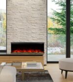 M.C.Haus Luksusowy kominek elektryczny z 3 stronami i 3 możliwościami montażu, kominek wbudowany w ścianę multimedialną, efekt płomienia elektrycznego z 9 kolorami, 1800 W,… – Image 2