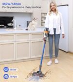 MIBODE Bezprzewodowy odkurzacz pionowy, 550 W/45 kPa/65 minut Bezprzewodowy odkurzacz z inteligentnym wyświetlaczem, odkurzacz pionowy z trybem automatycznym i szczotką zapobiegającą plątaniu się włosów na dywanach, podłogach... – Image 2