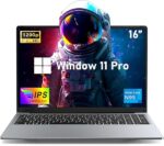 NIAKUN Laptop, procesor N95, 16″ RAM 16 GB + SSD 512 GB, do 3,4 GHz Full HD 1920 x 1200 p, notebook z podświetlaną klawiaturą, 6000 mAh