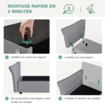 Novilla 2-osobowa sofa z tkaniny, 145 cm, nowoczesny styl do salonu, z podłokietnikami i 2 poduszkami, mieszkanie, mała przestrzeń, nogi z litego drewna, szara – Image 4