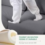 Novilla 2-osobowa sofa z tkaniny, 145 cm, nowoczesny styl do salonu, z podłokietnikami i 2 poduszkami, mieszkanie, mała przestrzeń, nogi z litego drewna, szara – Image 5