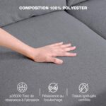 Novilla 2-osobowa sofa z tkaniny, 145 cm, nowoczesny styl do salonu, z podłokietnikami i 2 poduszkami, mieszkanie, mała przestrzeń, nogi z litego drewna, szara – Image 6