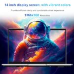 Laptop 14,1 cala, 6 GB pamięci RAM, 128 GB dysku SSD, dwurdzeniowy procesor Celeron N4000, Wi-Fi Bluetooth 2,4/5,0G, 1366 * 768 IPS, konstrukcja bez wentylatora, w zestawie... – Image 2