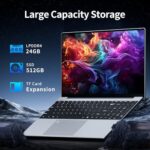 Laptop z 24 GB pamięci RAM i dyskiem SSD o pojemności 512 GB, laptop z czterordzeniowym procesorem Celeron N5095, komputer z systemem Windows 11, laptop 1920 * 1080 IPS FHD, WiFi 5G i USB 3.0 i... – Image 2