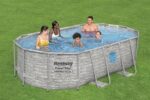 Basen BESTWAY nadziemny Power Steel™ SwimVista owalny z motywem rattanowym i okienkami 427 x 250 x 100 cm – Image 2