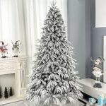 PJDDP Sztuczna choinka bożonarodzeniowa 150/180/210 cm, choinka bożonarodzeniowa pokryta śniegiem z bogatymi gałęziami, dekoracja świąteczna do wnętrz i na zewnątrz, metalowy stojak, montaż... – Image 2