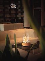 Planika Dancing Flames Kominek stołowy na bioetanol – do użytku wewnątrz i na zewnątrz – Akcesoria kominkowe – Latarnia ogrodowa – spektakularny design – dąb – 25,1 x 35,3 cm – Image 4