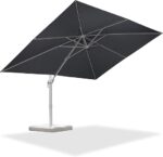 PURPLE LEAF Parasol z wysięgnikiem 2,7 × 3,5 m Prostokątny Słupek biały z korbką, Parasol ogrodowy z aluminiową ramą, z ochroną UV i obrotem o 360°,…