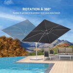 PURPLE LEAF Parasol z wysięgnikiem 2,7 × 3,5 m Prostokątny Słupek biały z korbką, Parasol ogrodowy z aluminiową ramą, z ochroną UV i obrotem o 360°,… – Image 3